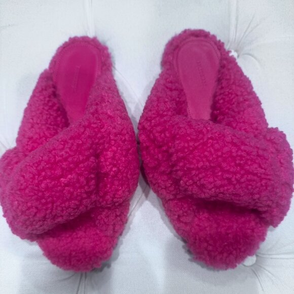 Balenciaga Pink Sherling Slides - Picture 3 of 3